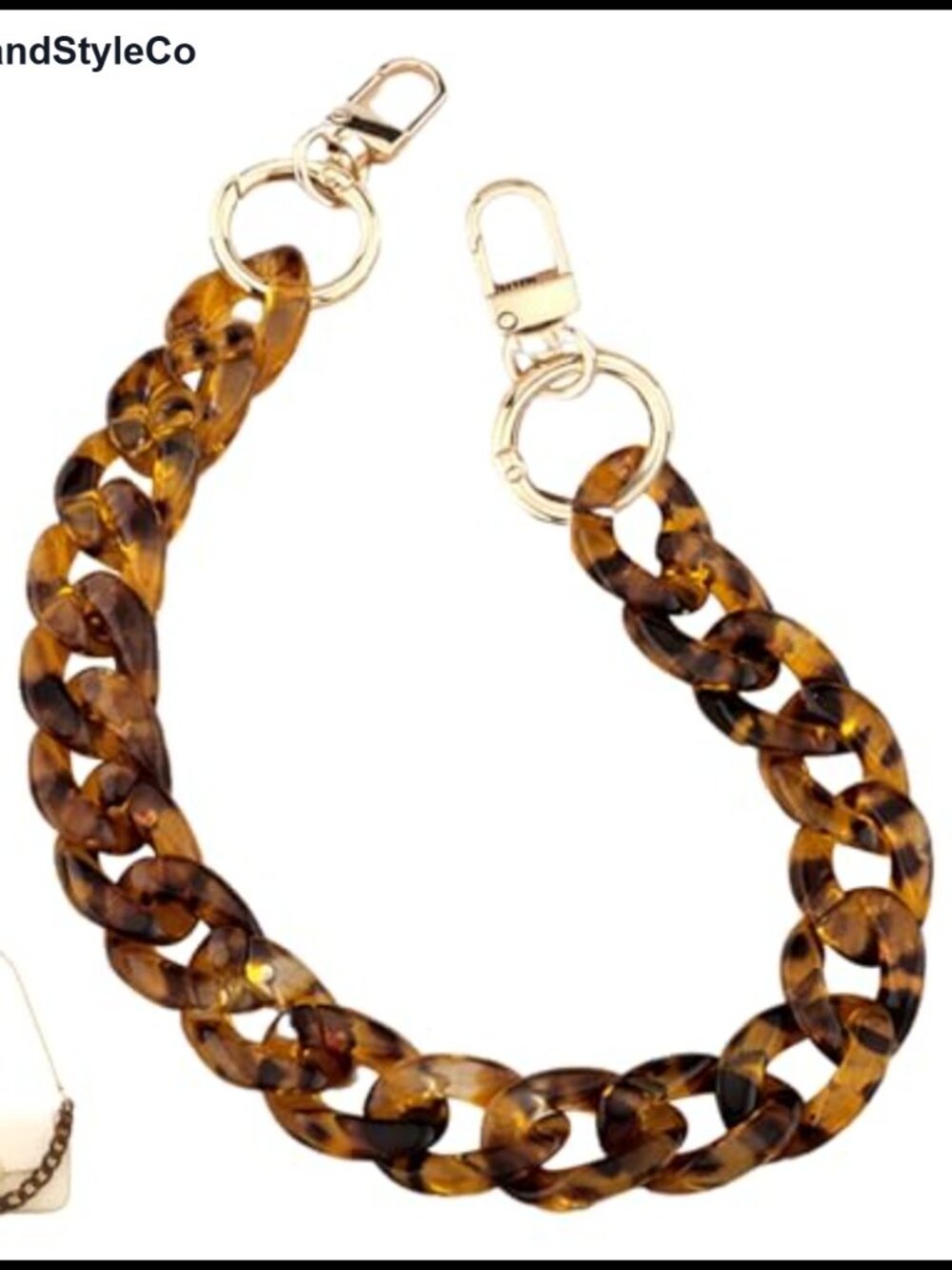 Resin Purse Strap with Gold Buckle, Leopard Chain Handle Replacement